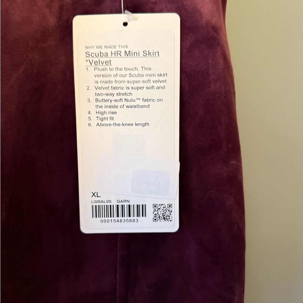 NWT Lululemon Women's Velvet Scuba Skirt XL - Picture 3 of 4